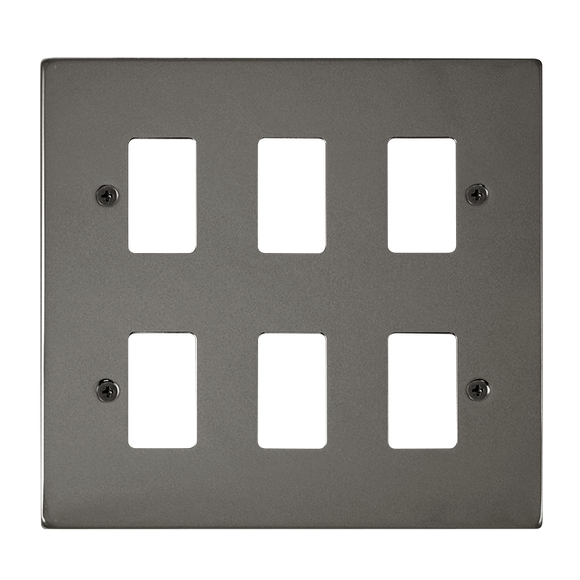 Click® Scolmore GridPro® VPBN20506 6 Gang GridPro® Frontplate - Black Nickel Black Nickel  Insert