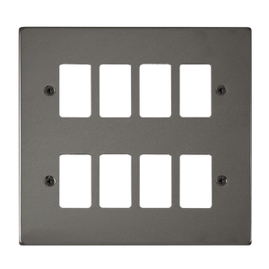 Click® Scolmore GridPro® VPBN20508 8 Gang GridPro® Frontplate - Black Nickel Black Nickel  Insert