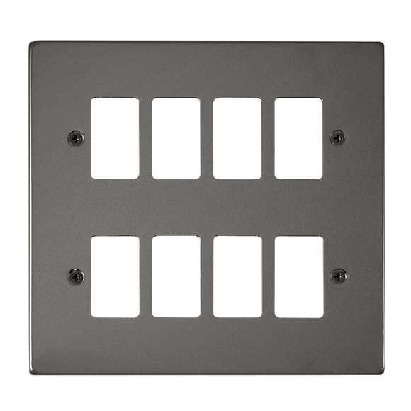 Click® Scolmore GridPro® VPBN20508 8 Gang GridPro® Frontplate - Black Nickel Black Nickel  Insert