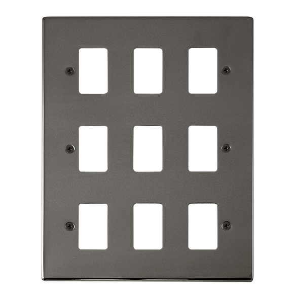 Click® Scolmore GridPro® VPBN20509 9 Gang GridPro® Frontplate - Black Nickel Black Nickel  Insert