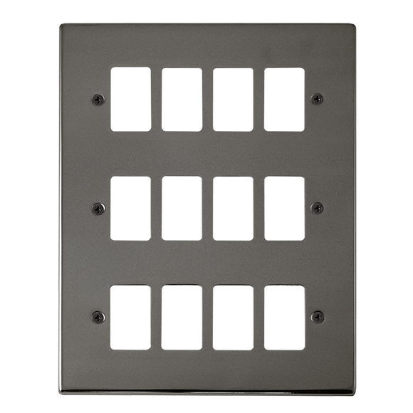 Click® Scolmore GridPro® VPBN20512 12 Gang GridPro® Frontplate - Black Nickel Black Nickel  Insert