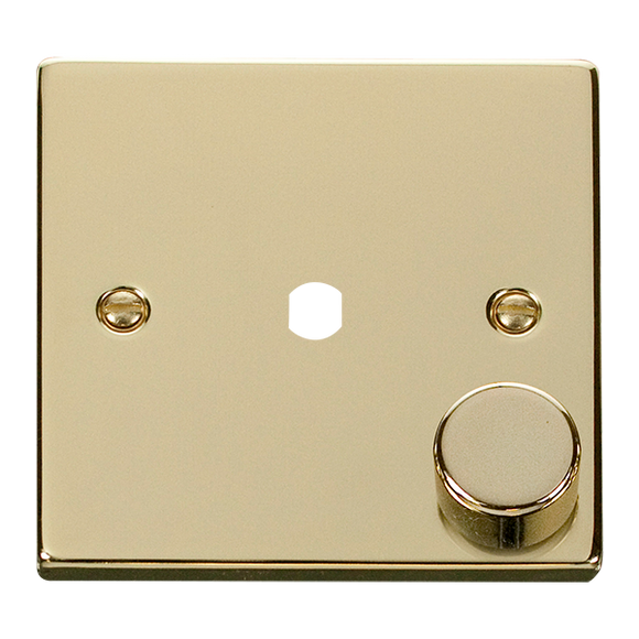 Click® Scolmore Deco® VPBR140PL 1 Gang Dimmer Plate & Knob (650W Max) - 1 Aperture Polished Brass  Insert