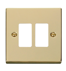 Click® Scolmore GridPro® VPBR20402 2 Gang GridPro® Frontplate - Polished Brass Polished Brass  Insert