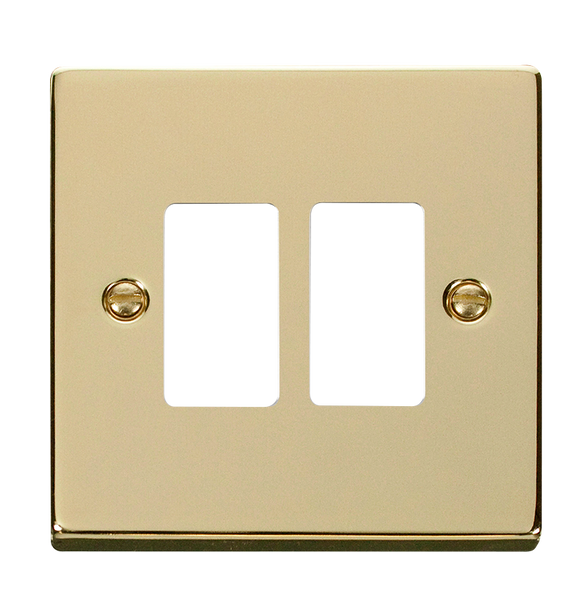 Click® Scolmore GridPro® VPBR20402 2 Gang GridPro® Frontplate - Polished Brass Polished Brass  Insert