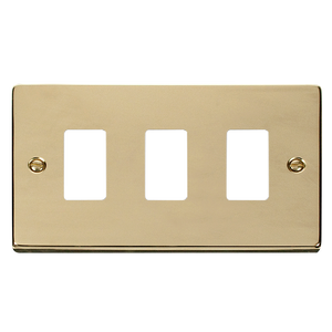 Click® Scolmore GridPro® VPBR20403 3 Gang GridPro® Frontplate - Polished Brass Polished Brass  Insert