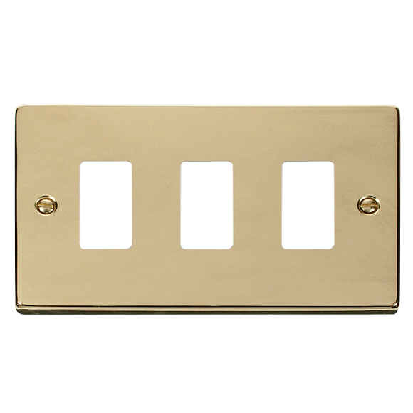 Click® Scolmore GridPro® VPBR20403 3 Gang GridPro® Frontplate - Polished Brass Polished Brass  Insert