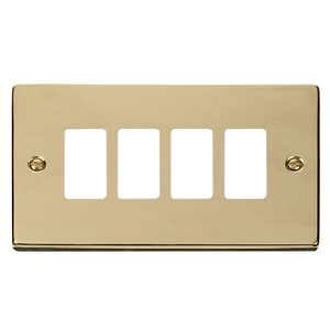 Click® Scolmore GridPro® VPBR20404 4 Gang GridPro® Frontplate - Polished Brass Polished Brass  Insert