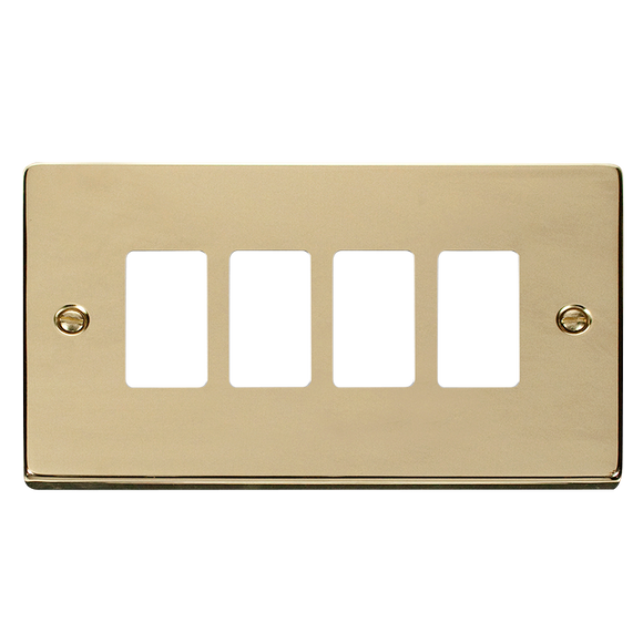 Click® Scolmore GridPro® VPBR20404 4 Gang GridPro® Frontplate - Polished Brass Polished Brass  Insert