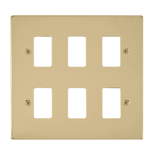 Click® Scolmore GridPro® VPBR20506 6 Gang GridPro® Frontplate - Polished Brass Polished Brass  Insert