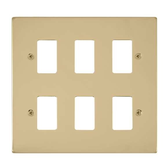 Click® Scolmore GridPro® VPBR20506 6 Gang GridPro® Frontplate - Polished Brass Polished Brass  Insert