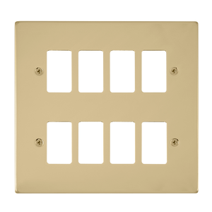 Click® Scolmore GridPro® VPBR20508 8 Gang GridPro® Frontplate - Polished Brass Polished Brass  Insert