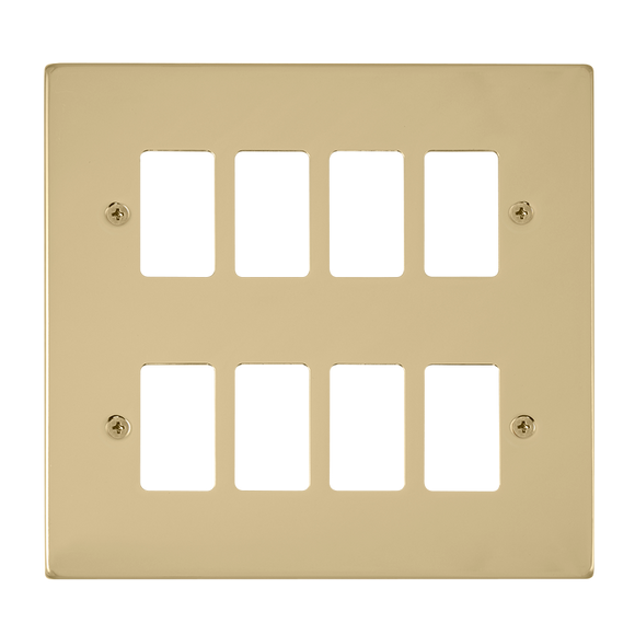 Click® Scolmore GridPro® VPBR20508 8 Gang GridPro® Frontplate - Polished Brass Polished Brass  Insert