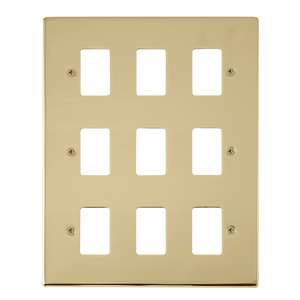 Click® Scolmore GridPro® VPBR20509 9 Gang GridPro® Frontplate - Polished Brass Polished Brass  Insert