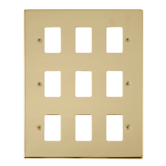 Click® Scolmore GridPro® VPBR20509 9 Gang GridPro® Frontplate - Polished Brass Polished Brass  Insert