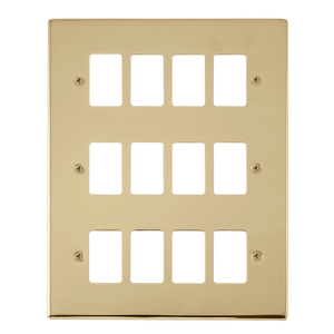 Click® Scolmore GridPro® VPBR20512 12 Gang GridPro® Frontplate - Polished Brass Polished Brass  Insert