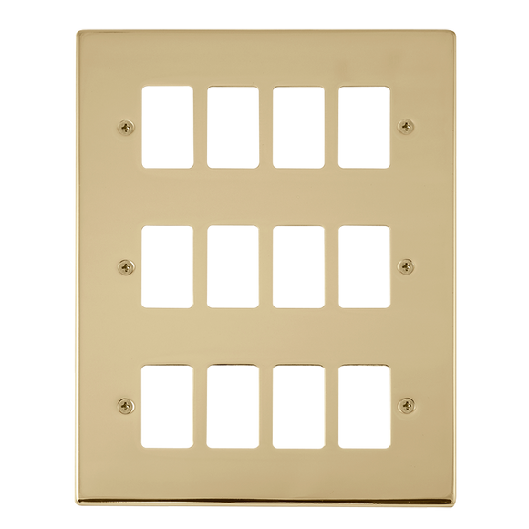 Click® Scolmore GridPro® VPBR20512 12 Gang GridPro® Frontplate - Polished Brass Polished Brass  Insert