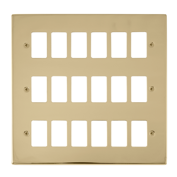 Click® Scolmore GridPro® VPBR20518 18 Gang GridPro® Frontplate - Polished Brass Polished Brass  Insert