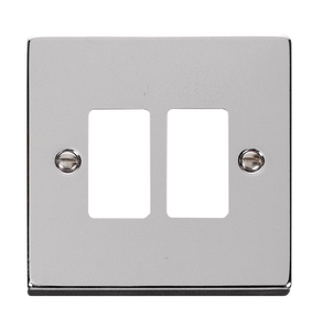 Click® Scolmore GridPro® VPCH20402 2 Gang GridPro® Frontplate - Polished Chrome Polished Chrome  Insert