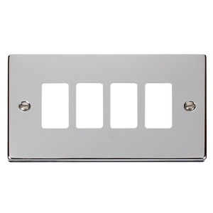 Click® Scolmore GridPro® VPCH20404 4 Gang GridPro® Frontplate - Polished Chrome Polished Chrome  Insert