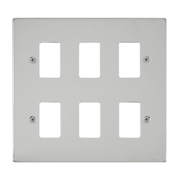 Click® Scolmore GridPro® VPCH20506 6 Gang GridPro® Frontplate - Polished Chrome Polished Chrome  Insert