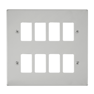 Click® Scolmore GridPro® VPCH20508 8 Gang GridPro® Frontplate - Polished Chrome Polished Chrome  Insert