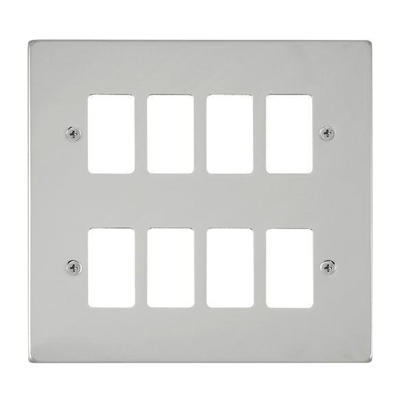 Click® Scolmore GridPro® VPCH20508 8 Gang GridPro® Frontplate - Polished Chrome Polished Chrome  Insert