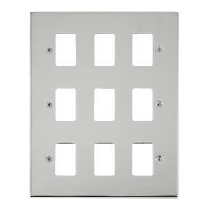 Click® Scolmore GridPro® VPCH20509 9 Gang GridPro® Frontplate - Polished Chrome Polished Chrome  Insert