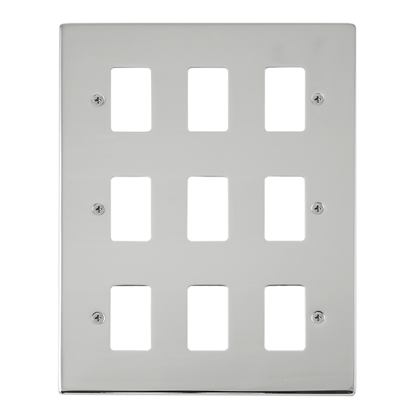 Click® Scolmore GridPro® VPCH20509 9 Gang GridPro® Frontplate - Polished Chrome Polished Chrome  Insert