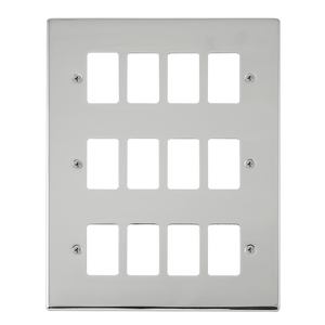 Click® Scolmore GridPro® VPCH20512 12 Gang GridPro® Frontplate - Polished Chrome Polished Chrome  Insert