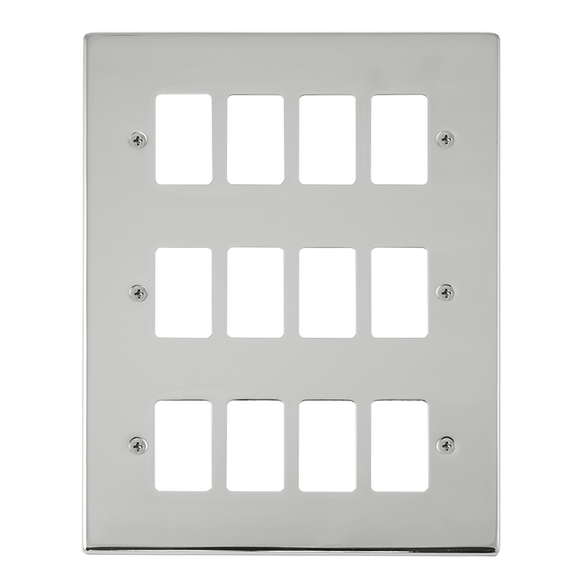 Click® Scolmore GridPro® VPCH20512 12 Gang GridPro® Frontplate - Polished Chrome Polished Chrome  Insert