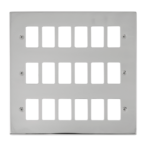 Click® Scolmore GridPro® VPCH20518 18 Gang GridPro® Frontplate - Polished Chrome Polished Chrome  Insert