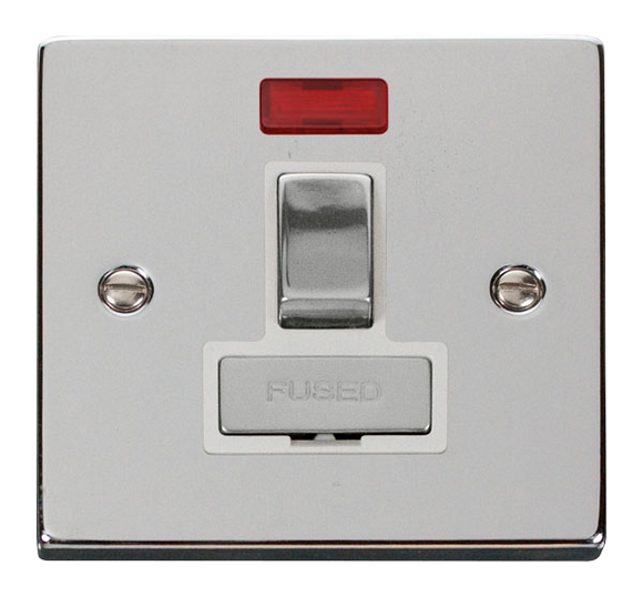 Click® Scolmore Deco® VPCH752WH 13A Ingot DP Switched Fused Connection Unit With Neon Polished Chrome White Insert