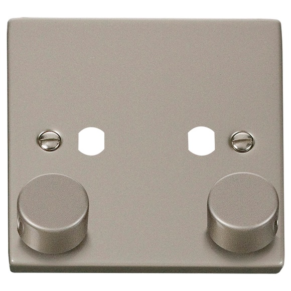 Click® Scolmore Deco® VPPN152PL 2 Gang Dimmer Plate & Knobs (800W Max) - 2 Apertures Pearl Nickel  Insert