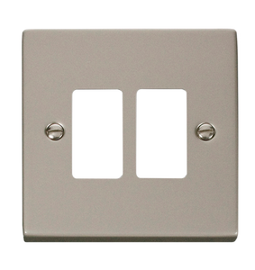 Click® Scolmore GridPro® VPPN20402 2 Gang GridPro® Frontplate - Pearl Nickel Pearl Nickel  Insert