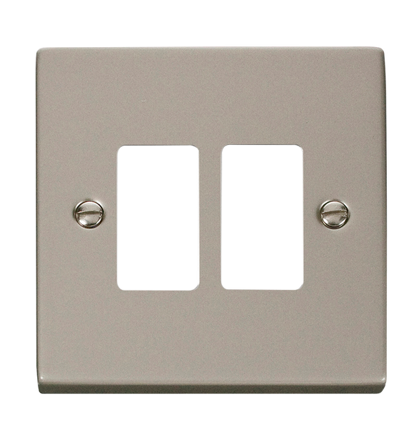 Click® Scolmore GridPro® VPPN20402 2 Gang GridPro® Frontplate - Pearl Nickel Pearl Nickel  Insert