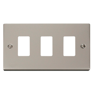 Click® Scolmore GridPro® VPPN20403 3 Gang GridPro® Frontplate - Pearl Nickel Pearl Nickel  Insert