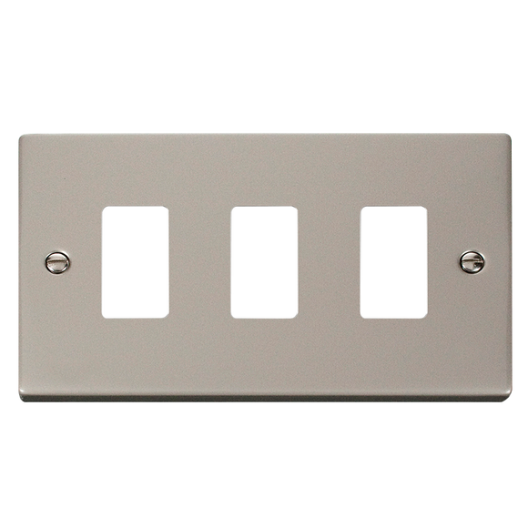 Click® Scolmore GridPro® VPPN20403 3 Gang GridPro® Frontplate - Pearl Nickel Pearl Nickel  Insert