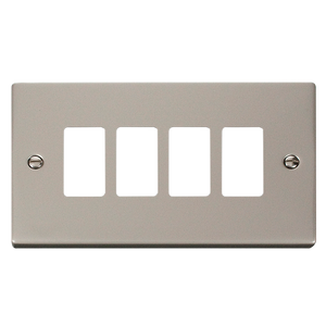 Click® Scolmore GridPro® VPPN20404 4 Gang GridPro® Frontplate - Pearl Nickel Pearl Nickel  Insert