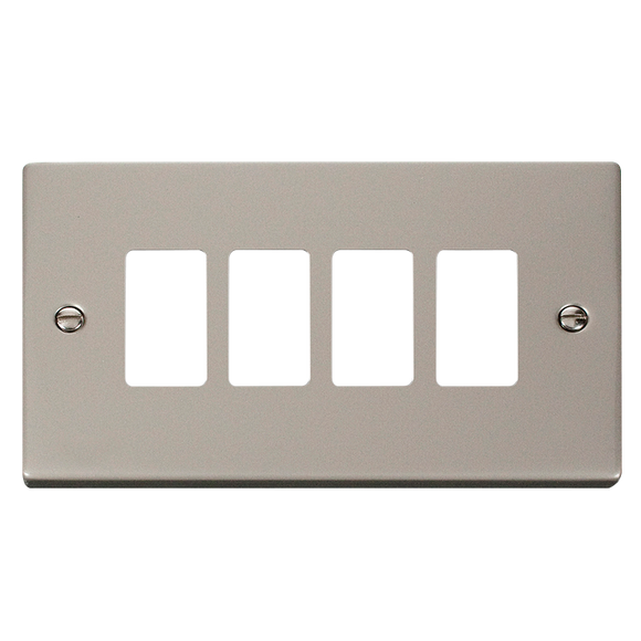 Click® Scolmore GridPro® VPPN20404 4 Gang GridPro® Frontplate - Pearl Nickel Pearl Nickel  Insert