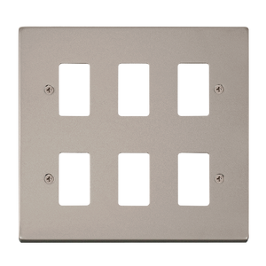 Click® Scolmore GridPro® VPPN20506 6 Gang GridPro® Frontplate - Pearl Nickel Pearl Nickel  Insert