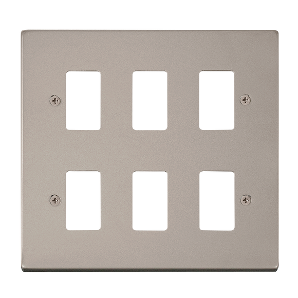 Click® Scolmore GridPro® VPPN20506 6 Gang GridPro® Frontplate - Pearl Nickel Pearl Nickel  Insert