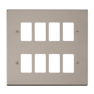 Click® Scolmore GridPro® VPPN20508 8 Gang GridPro® Frontplate - Pearl Nickel Pearl Nickel  Insert