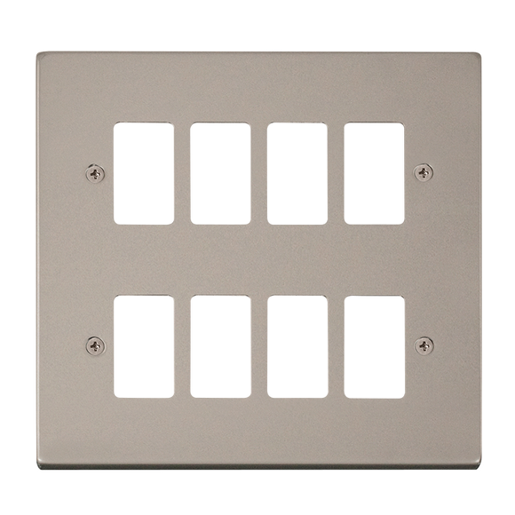 Click® Scolmore GridPro® VPPN20508 8 Gang GridPro® Frontplate - Pearl Nickel Pearl Nickel  Insert