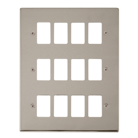 Click® Scolmore GridPro® VPPN20512 12 Gang GridPro® Frontplate - Pearl Nickel Pearl Nickel  Insert