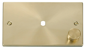 Click® Scolmore Deco® VPSB185 1 Gang Dimmer Plate & Knob (1000W Max) - 1 Aperture Satin Brass  Insert