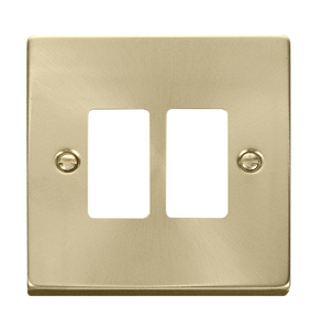 Click® Scolmore GridPro® VPSB20402 2 Gang GridPro® Frontplate - Satin Brass Satin Brass  Insert