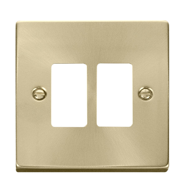 Click® Scolmore GridPro® VPSB20402 2 Gang GridPro® Frontplate - Satin Brass Satin Brass  Insert