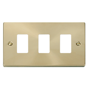 Click® Scolmore GridPro® VPSB20403 3 Gang GridPro® Frontplate - Satin Brass Satin Brass  Insert