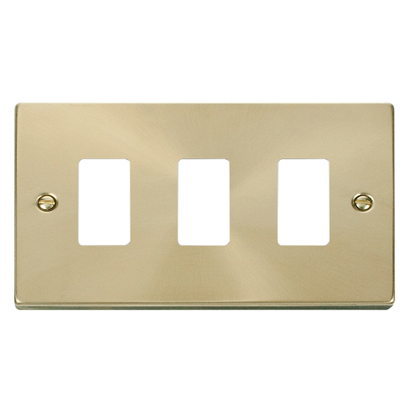 Click® Scolmore GridPro® VPSB20403 3 Gang GridPro® Frontplate - Satin Brass Satin Brass  Insert