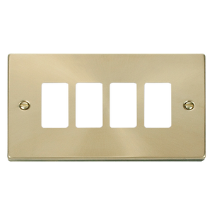 Click® Scolmore GridPro® VPSB20404 4 Gang GridPro® Frontplate - Satin Brass Satin Brass  Insert